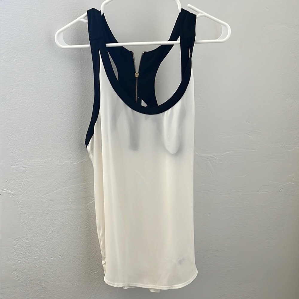 Express Black and  creamy White Backless Tank Top, zipper back, excellent